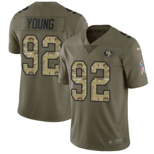 49ers #92 Chase Young Olive/Camo Youth Stitched NFL Limited 2017 Salute To Service Jersey