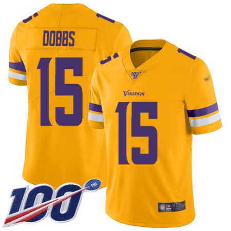 cheap Vikings #15 Josh Dobbs Gold Youth Stitched NFL Limited Inverted Legend 100th Season Jersey