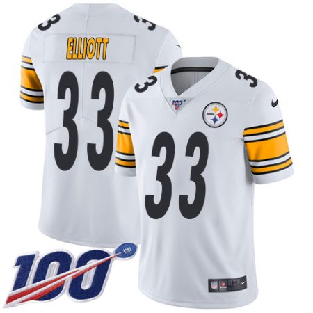 Steelers #33 Jalen Elliott White Youth Stitched NFL 100th Season Vapor Limited Jersey