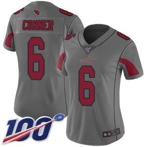 Cardinals #6 James Conner Silver Women's Stitched NFL Limited Inverted Legend 100th Season Jersey