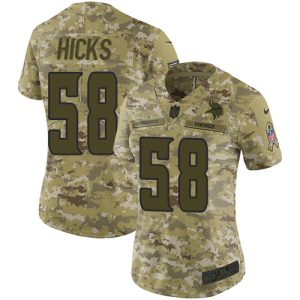 cheap Vikings #58 Jordan Hicks Camo Women's Stitched NFL Limited 2018 Salute To Service Jersey