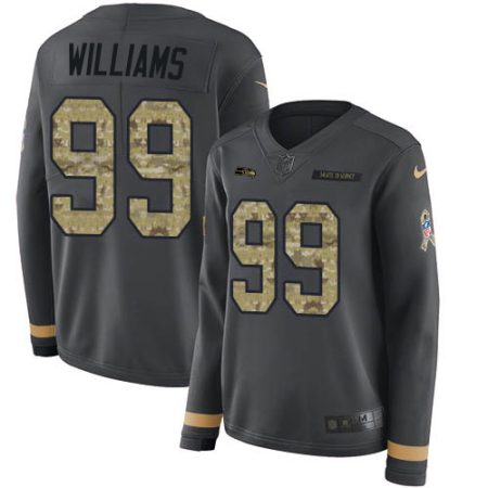 seahawks #99 leonard williams anthracite salute to service women's stitched nfl limited therma long sleeve wholesale jersey