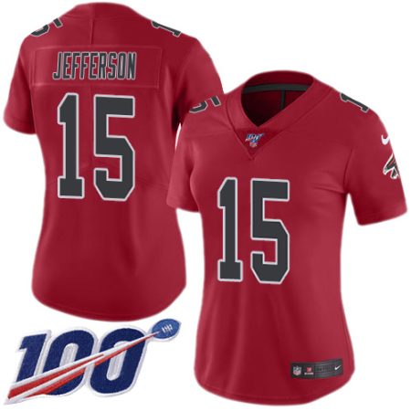 Falcons #15 Van Jefferson Red Stitched Women's NFL Limited Rush 100th Season Jersey