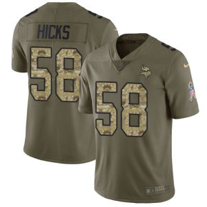 Vikings #58 Jordan Hicks Olive/Camo Men's Stitched NFL Limited 2017 Salute To Service Jersey