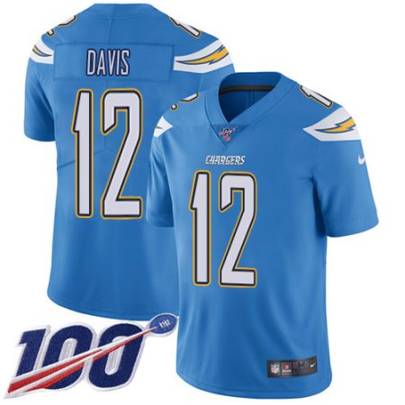 chargers #12 derius davis electric blue alternate youth stitched nfl 100th season vapor untouchable limited cheap jersey