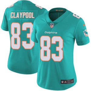 Dolphins #83 Chase Claypool Aqua Green Team Color Women's Stitched NFL 100th Season Vapor Untouchable Limited Jersey