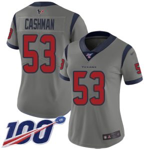 texans #53 blake cashman gray women's stitched nfl limited inverted legend 100th season wholesale jersey