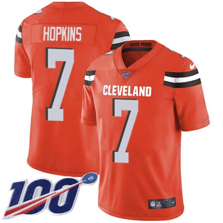 browns #7 dustin hopkins orange alternate men's stitched nfl 100th season vapor untouchable limited elite jersey