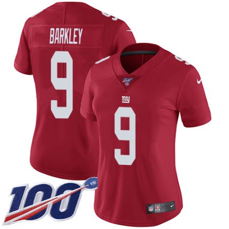 Giants #9 Matt Barkley Red Alternate Women's Stitched NFL 100th Season Vapor Untouchable Limited Jersey