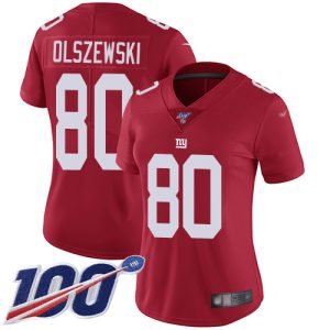 cheap Giants #80 Gunner Olszewski Red Women's Stitched NFL Limited Inverted Legend 100th Season Jersey