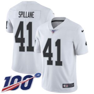 Raiders #41 Robert Spillane White Men's Stitched NFL 100th Season Vapor Limited Jersey