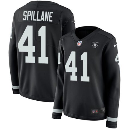 Raiders #41 Robert Spillane Black Team Color Women's Stitched NFL Limited Therma Long Sleeve Jersey