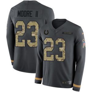 elite Colts #23 Kenny Moore II Anthracite Salute to Service Men's Stitched NFL Limited Therma Long Sleeve Jersey