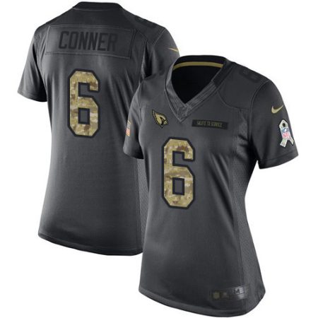 elite Cardinals #6 James Conner Black Women's Stitched NFL Limited 2016 Salute to Service Jersey