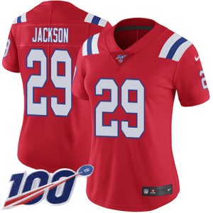 Patriots #29 J.C. Jackson Red Alternate Women's Stitched NFL 100th Season Vapor Limited Jersey