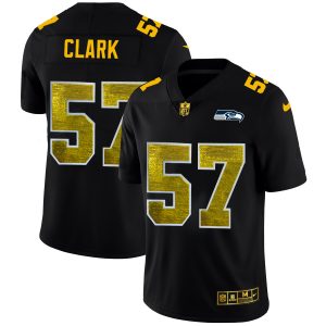 elite Seattle Seahawks Jersey #57 Frank Clark Men's Black Golden Sequin Vapor Limited NFL Jersey