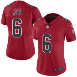 falcons #6 younghoe koo red stitched women's nfl limited rush cheap jersey