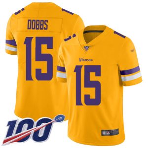 Vikings #15 Josh Dobbs Gold Men's Stitched NFL Limited Inverted Legend 100th Season Jersey