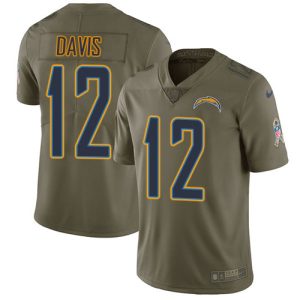 cheap Chargers #12 Derius Davis Olive Men's Stitched NFL Limited 2017 Salute To Service Jersey