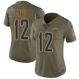 Chargers #12 Derius Davis Olive Women's Stitched NFL Limited 2017 Salute to Service Jersey