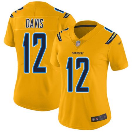 chargers #12 derius davis gold women's stitched nfl limited inverted legend wholesale jersey