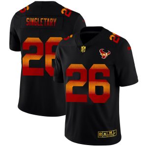 Houston Texans #26 Devin Singletary Men's Black Red Orange Stripe Vapor Limited NFL Jersey