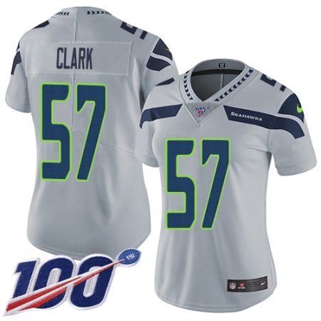 Seahawks #57 Frank Clark Grey Alternate Women's Stitched NFL 100th Season Vapor Untouchable Limited Jersey