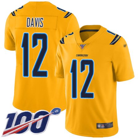 Chargers #12 Derius Davis Gold Youth Stitched NFL Limited Inverted Legend Jersey