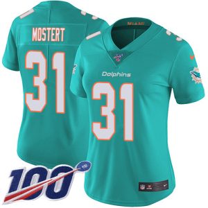 Dolphins #31 Raheem Mostert Aqua Green Team Color Women's Stitched NFL 100th Season Vapor Untouchable Limited Jersey