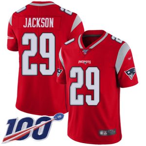 Patriots #29 J.C. Jackson Red Men's Stitched NFL Limited Inverted Legend 100th Season Jersey