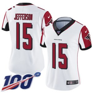 Falcons #15 Van Jefferson White Stitched Women's NFL 100th Season Vapor Untouchable Limited Jersey