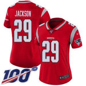 Patriots #29 J.C. Jackson Red Women's Stitched NFL Limited Inverted Legend 100th Season Jersey