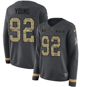 49ers #92 chase young anthracite salute to service women's stitched nfl limited therma long sleeve cheap jersey