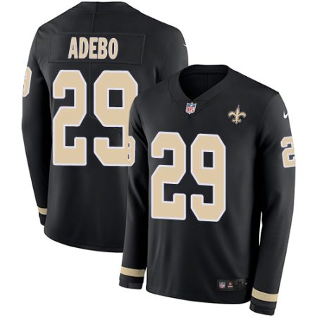 elite Saints #29 Paulson Adebo Black Team Color Men's Stitched NFL Limited Therma Long Sleeve Jersey