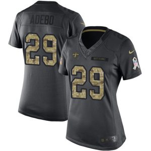 Saints #29 Paulson Adebo Black Women's Stitched NFL Limited 2016 Salute To Service Jersey