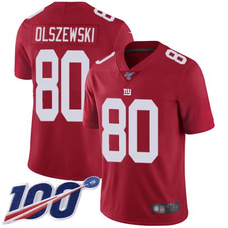 Giants #80 Gunner Olszewski Red Men's Stitched NFL Limited Inverted Legend 100th Season Jersey