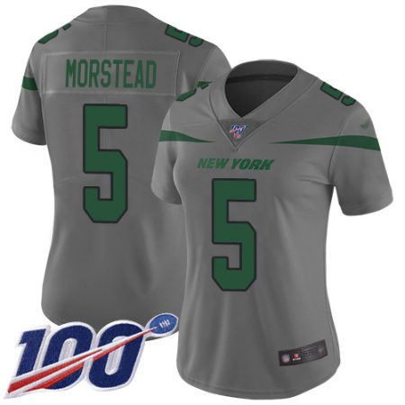 Jets #5 Thomas Morstead Gray Women's Stitched NFL Limited Inverted Legend 100th Season Jersey