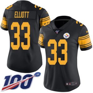 Steelers #33 Jalen Elliott Black Women's Stitched NFL Limited Rush 100th Season Jersey