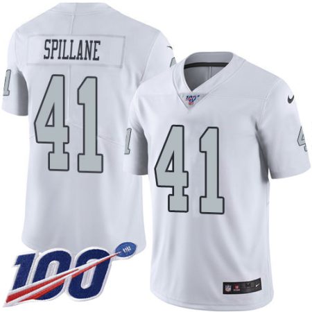 raiders #41 robert spillane white men's stitched nfl limited rush 100th season elite jersey