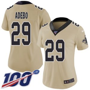 saints #29 paulson adebo gold women's stitched nfl limited inverted legend 100th season wholesale jersey