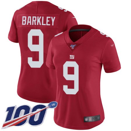 Giants #9 Matt Barkley Red Women's Stitched NFL Limited Inverted Legend 100th Season Jersey