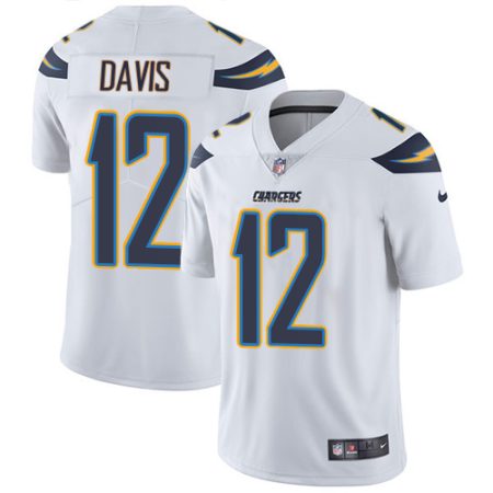 cheap Chargers #12 Derius Davis White Men's Stitched NFL Vapor Untouchable Limited Jersey