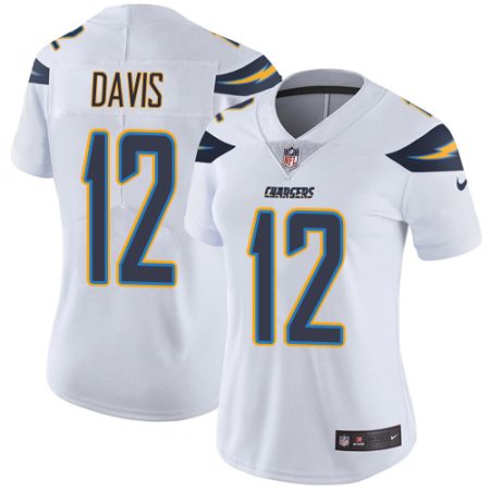 chargers #12 derius davis white women's stitched nfl vapor untouchable limited elite jersey