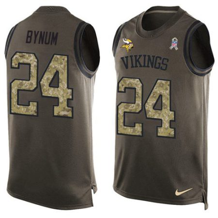 vikings #24 camryn bynum green men's stitched nfl limited salute to service tank top elite jersey