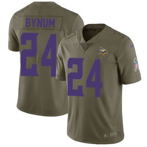 wholesale Vikings #24 Camryn Bynum Olive Youth Stitched NFL Limited 2017 Salute To Service Jersey