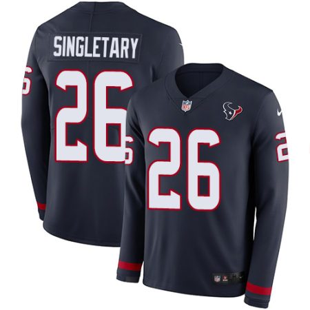 texans #26 devin singletary navy blue team color youth stitched nfl limited therma long sleeve cheap jersey