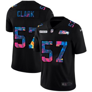 seattle seahawks elite jersey #57 frank clark men's multi-color black 2020 nfl crucial catch vapor untouchable limited elite jersey