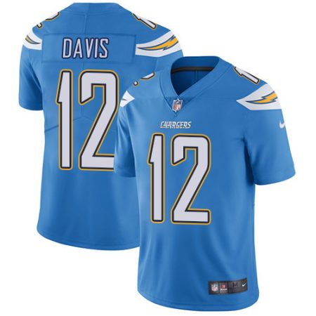 cheap Chargers #12 Derius Davis Electric Blue Alternate Men's Stitched NFL Vapor Untouchable Limited Jersey