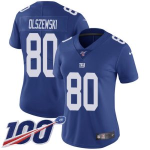 giants #80 gunner olszewski royal blue team color women's stitched nfl 100th season vapor untouchable limited wholesale jersey