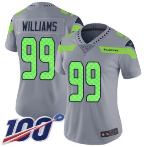 Seahawks #99 Leonard Williams Gray Women's Stitched NFL Limited Inverted Legend 100th Season Jersey